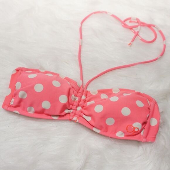 OP Pink Polka Dotted Halter Bikini Swim Top, Medium (7/9) - Picture 1 of 8